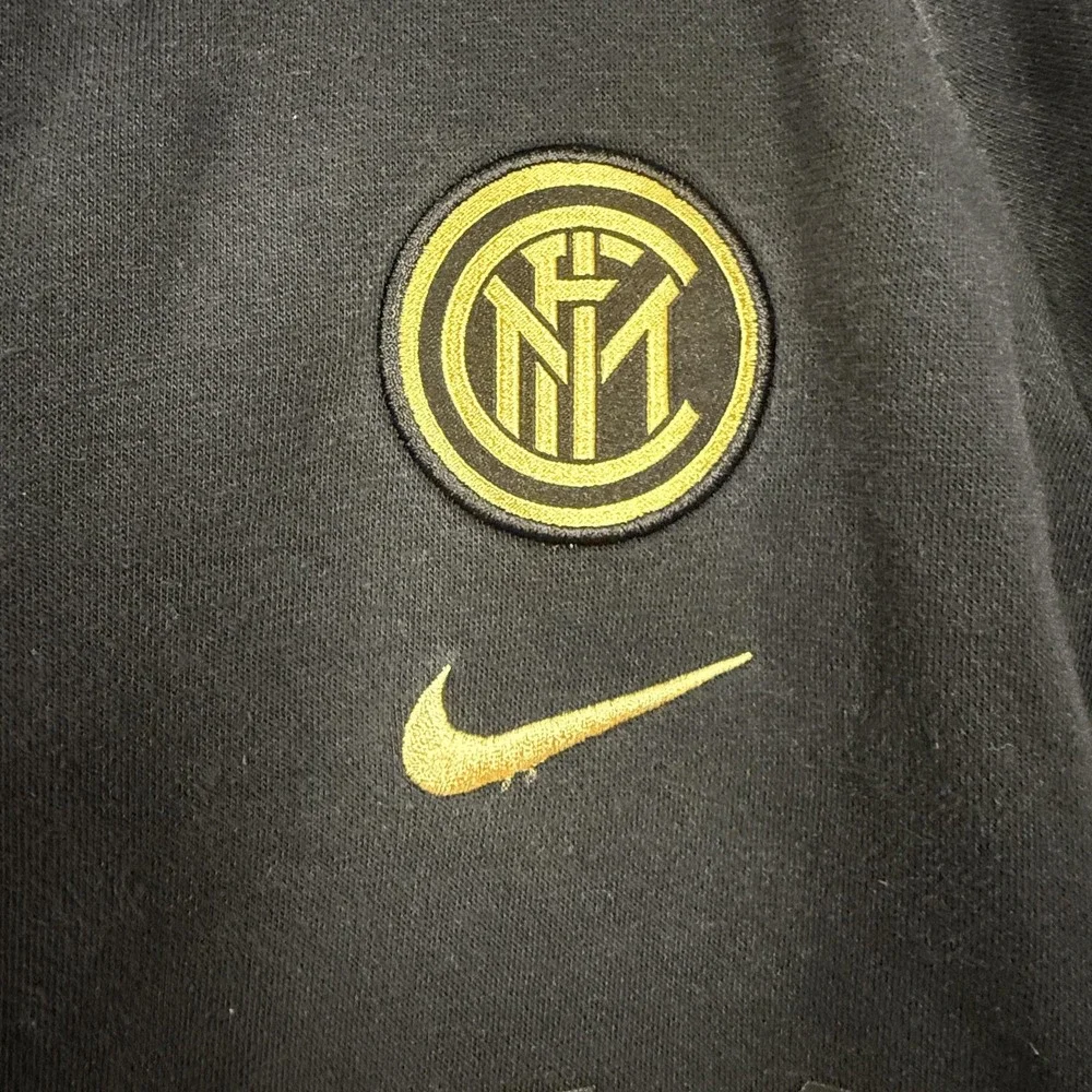 Inter Milan Hoodie Mens Large Black Gold Soccer Pullover Fleece Sweatshirt Nike‎